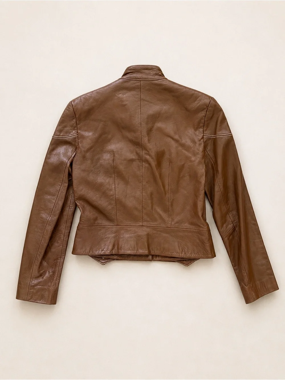 Vintage Y2K Zelda Cognac Lamb Leather Jacket Utility Pocket Boho Size 8 - Picture 4 of 7